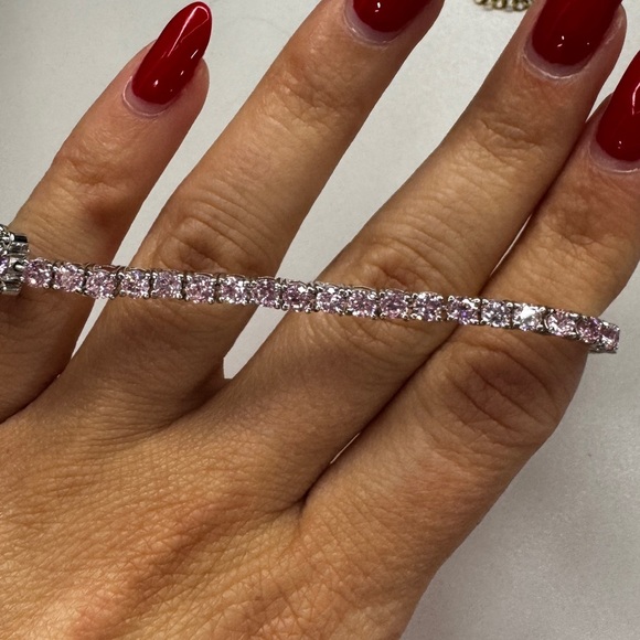 Elegant Pink Tennis Bracelet - Picture 2 of 2